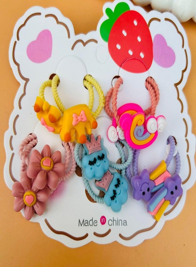 Radhya Accessories 5 pairs Cute Cartoon Hairties for Girls kids elastic hairbands for toddlers babies rubberbands hair accessories for girls kids (10 bands) (Design 3) - Image 1