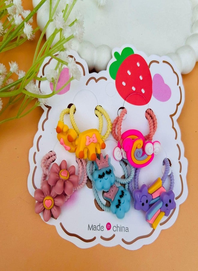 Radhya Accessories 5 pairs Cute Cartoon Hairties for Girls kids elastic hairbands for toddlers babies rubberbands hair accessories for girls kids (10 bands) (Design 3) - Image 3