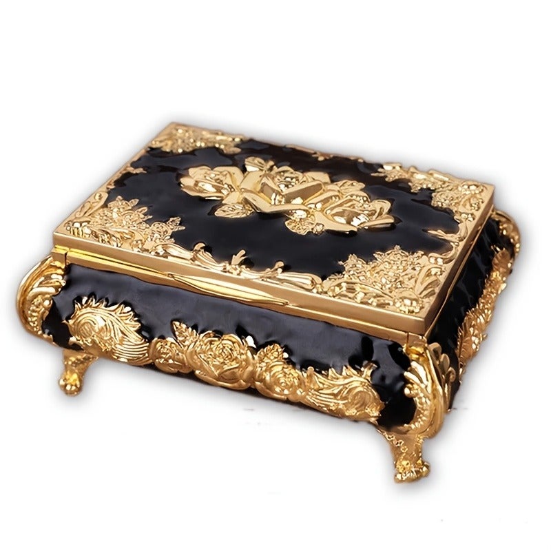 Luxury Retro Jewelry Box with 3D Carving - Elegant Home Decor & Jewelry Storage - Image 1