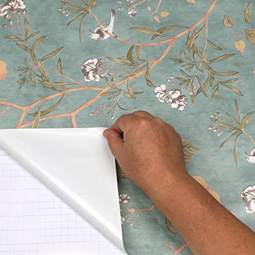 GLOW4U Vintage Botanical Birds Peel and Stick Wallpaper Vinyl for Walls Kitchen Bathroom Bedroom Cabinets Decor Self Adhesive Apple Tree Contact Paper Shelf Drawer Dresser Liner 177X196 Inches - Image 3