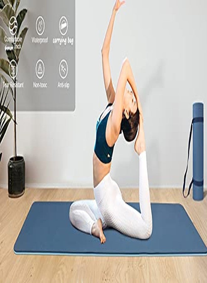مورال بساط يوغا صديق للبيئة، مانع للانزلاق، بسماكة 6 مم، مناسب للتمارين الرياضية في الصالات الرياضية وعلى الأرضيات. بساط يوغا بسماكة 6 مم للرجال والنساء [متعدد الألوان] [قطعة واحدة] [6 مم] - Image 4
