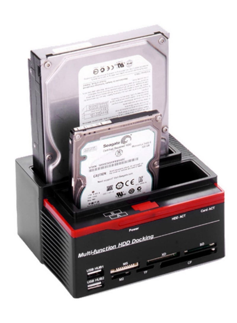 All-in-1 Dual-Bay SATA/IDE HDD Docking Station for 2.5/3.5 Inch Hard Drives with Multi-Card Reader (MS/M2/XD/CF/SD/TF) & 2 USB 2.0 Ports USB 2.0 External Hard Drive Enclosure  - Image 2