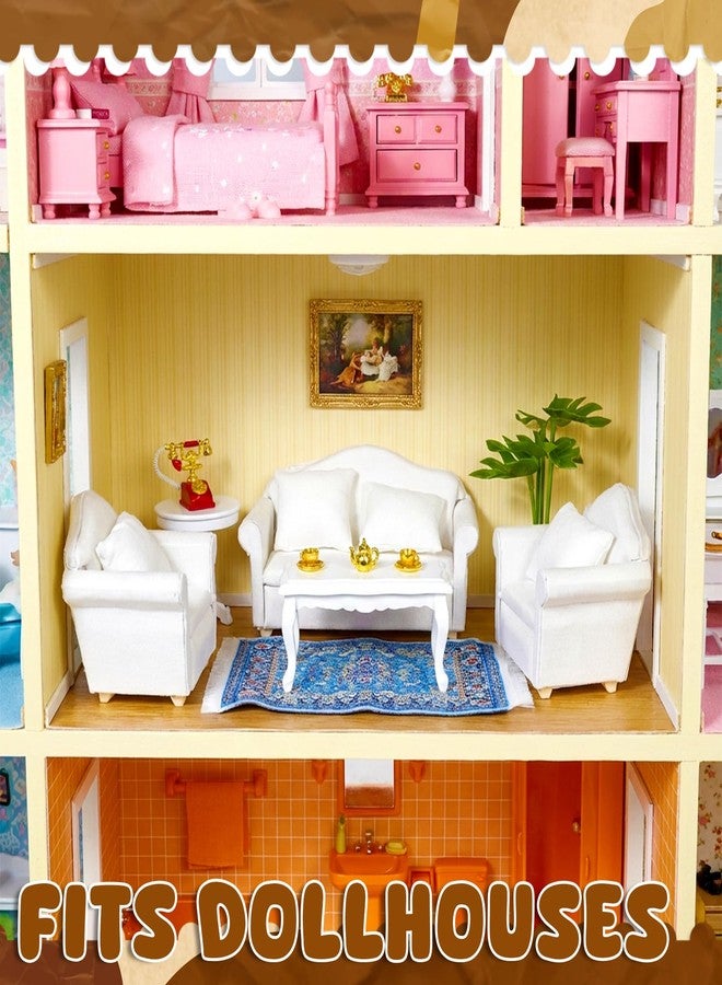 Furjane 1:12 Scale Miniature Furniture Sofa Set with Pillows Mini Couch Carpet Tea Table for Mini House Acessories Living Room Scene Decor - Image 5