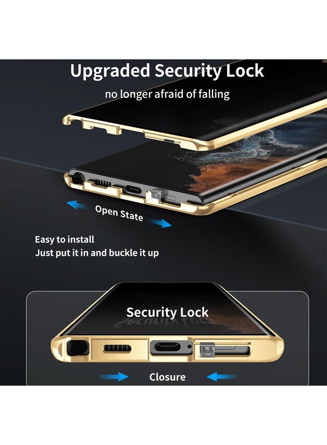 اس-توب جراب لهاتف Samsung Galaxy S24 Ultra 5G، جراب هاتف مغناطيسي معدني من الزجاج المقوى مع غطاء كامل للخصوصية - Image 3