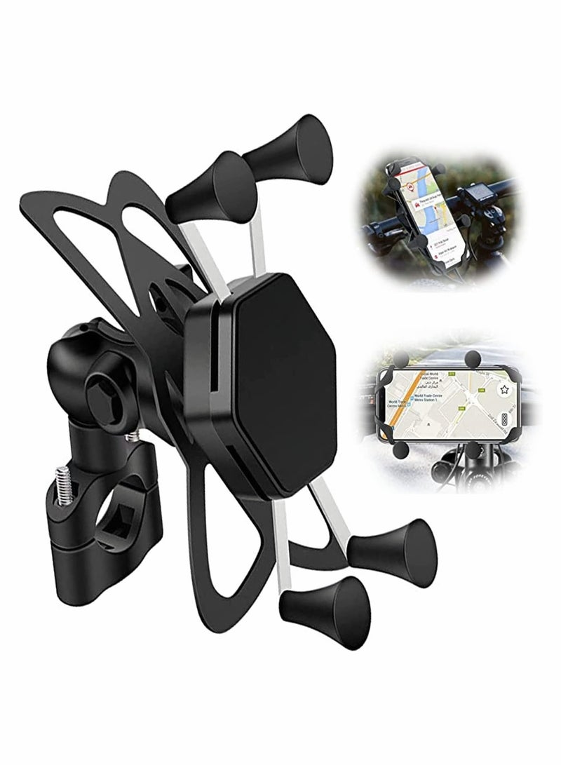 SYOSI Bike Phone Holder, Bicycle Motorcycle Phone Mount Stainless Mount Universal Fit on Stroller, for Bicycle Motorcycle Motorbike, 360 Degree Rotation (Black) - Image 1