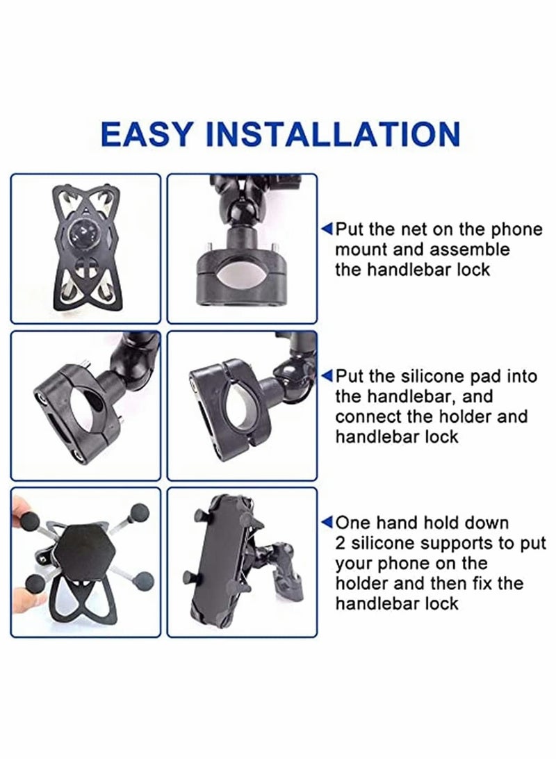 SYOSI Bike Phone Holder, Bicycle Motorcycle Phone Mount Stainless Mount Universal Fit on Stroller, for Bicycle Motorcycle Motorbike, 360 Degree Rotation (Black) - Image 5
