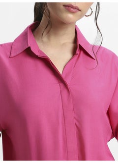 Dennis Lingo Pink Viscose Modal Shirt for Women, Relaxed Fit  - Image 3
