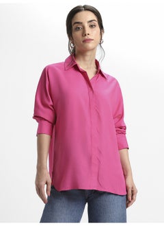 Dennis Lingo Pink Viscose Modal Shirt for Women, Relaxed Fit  - Image 5
