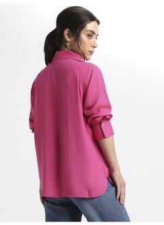 Dennis Lingo Pink Viscose Modal Shirt for Women, Relaxed Fit  - Image 2