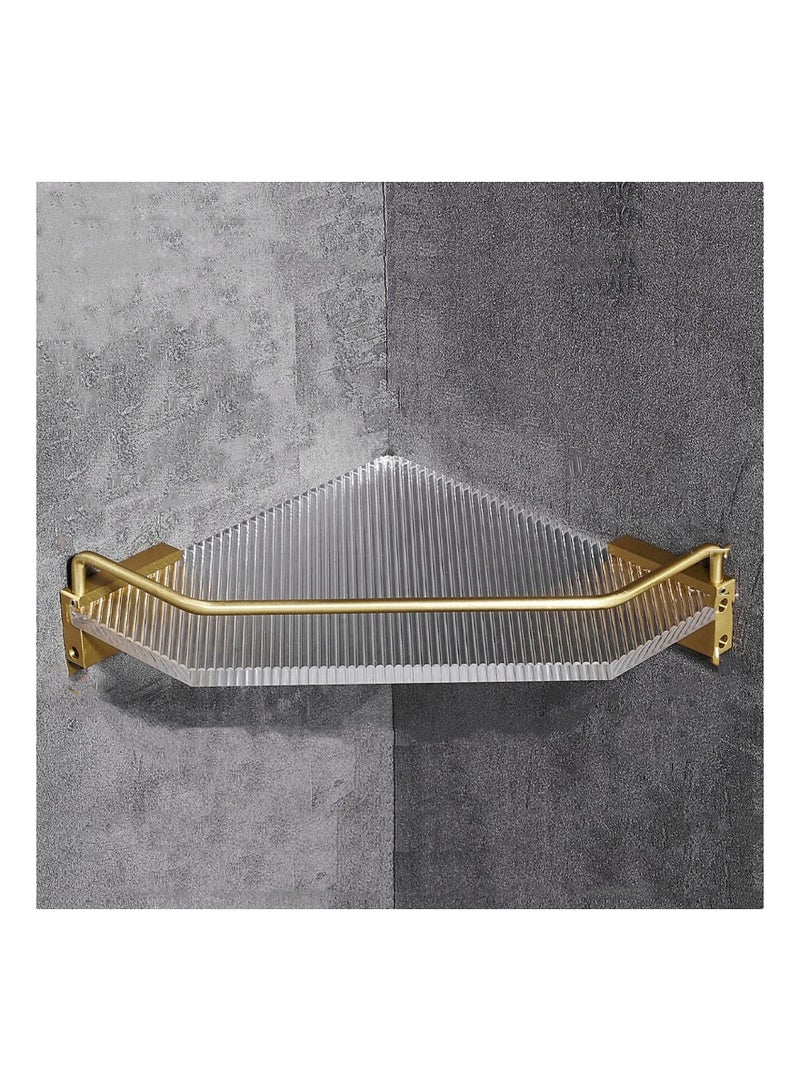 SYOSI Corner Shower Caddy, Acrylic Gold Corner Shower Caddy, Bathroom Floating Corner Shelf Soap and Shampoo Holder, Shower Shelf Organizer for Inside Shower, Can be Free of Punching - Image 1