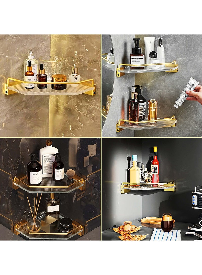 SYOSI Corner Shower Caddy, Acrylic Gold Corner Shower Caddy, Bathroom Floating Corner Shelf Soap and Shampoo Holder, Shower Shelf Organizer for Inside Shower, Can be Free of Punching - Image 4