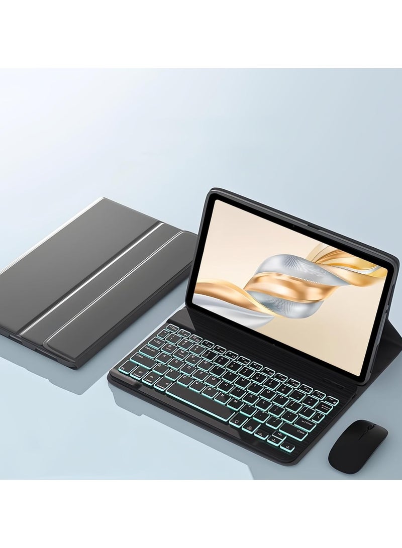 Arabic and English Backlit Keyboard Case for Honor Pad X9a 11.5’ 2025 with Removable Wireless Bluetooth Keyboard and Bluetooth Mouse Slim Case