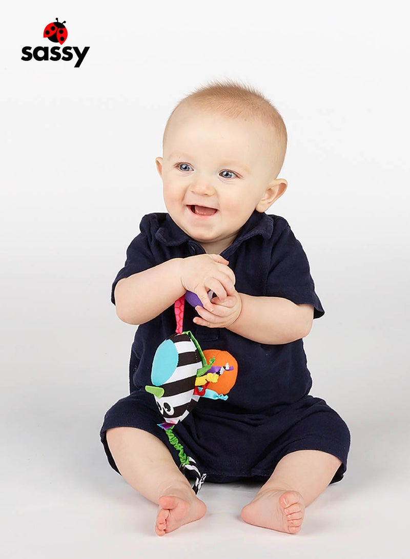 Sassy Boppin' Birdie Sensory Toy – High Contrast, Chime Sound, BPA-Free, No Paint, Tactile Ribbons, Clip-On for Strollers & Car Seats – Developmental Toy for Babies 0M+ - Image 2