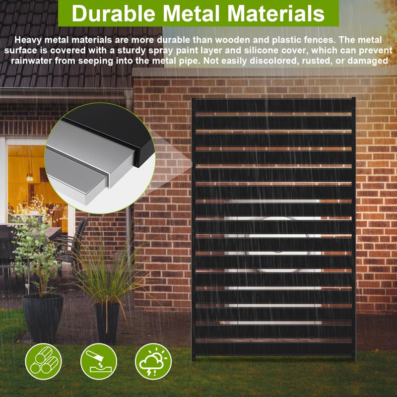 Meyoppm 38" W x 60" H Air Conditioner Fence Screen, Trash Can Privacy Fence, No-Dig Metal Privacy Fence,Rustproof Outdoor Decorative Panels for Backyard & Patio - Image 5