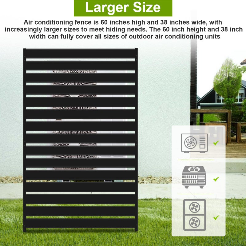 Meyoppm 38" W x 60" H Air Conditioner Fence Screen, Trash Can Privacy Fence, No-Dig Metal Privacy Fence,Rustproof Outdoor Decorative Panels for Backyard & Patio - Image 4