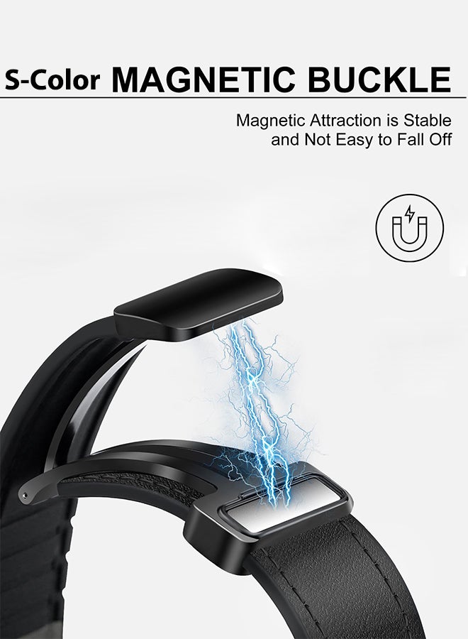 S-Color Magnetic Leather Watch Band Compatible With Samsung Galaxy Watch 8 40mm/44mm Magnetic Buckle Design Adjustable Classic Wristbands Accessories Replacement Straps for Watch 8 Classic 46mm Men and Women Black - Image 4