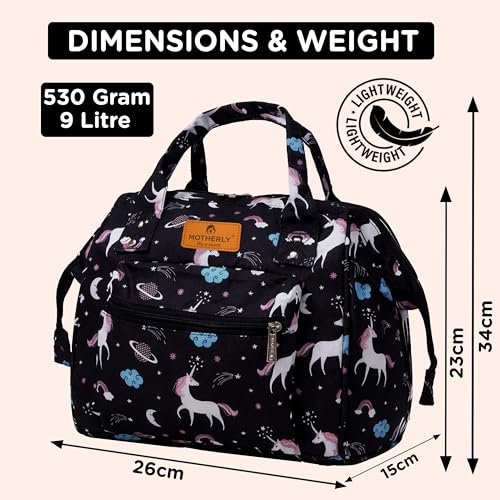 Motherly Nano Diaper Bag for Mothers for Travel – Combo Set with Accessories | Baby Bag for Mother Travel | Diaper Bag for Baby (Unicorn Black) - Image 3