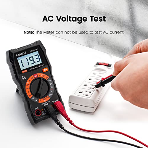 KAIWEETS Digital Multimeter with Case, DC AC Voltmeter, Ohm Volt Amp Test Meter and Continuity Test Diode Voltage Tester for Household Outlet, Automotive Battery Test (Anti-Burn with Double Fuses) - Image 2