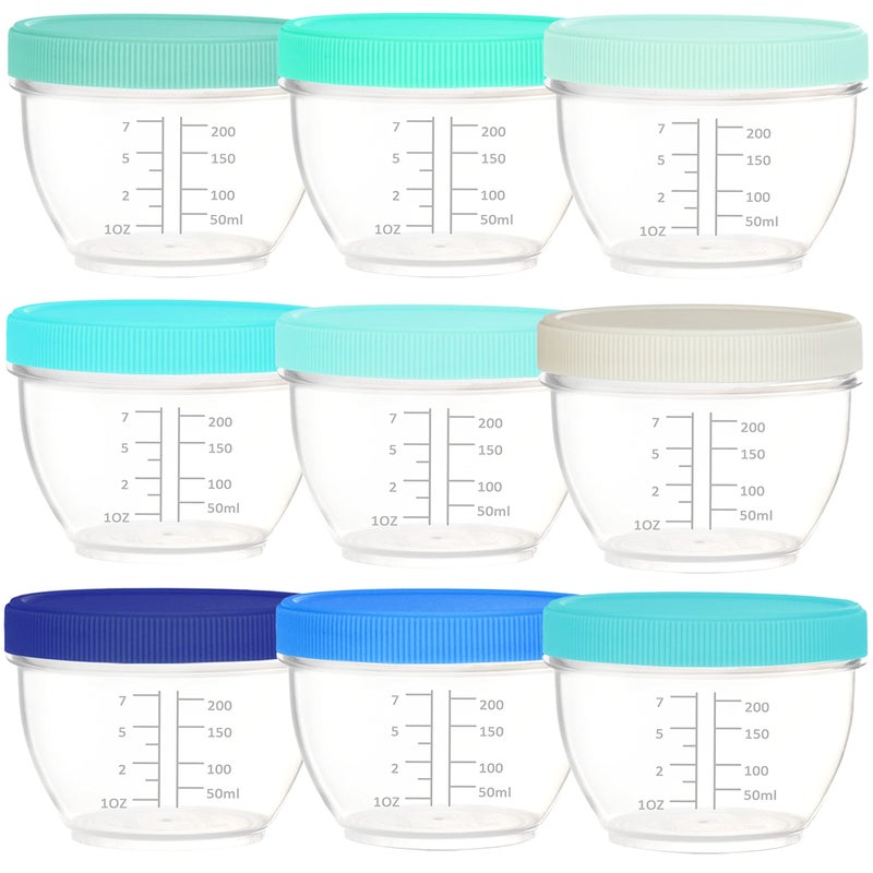 Youngever 18 Pack 1 Cup Small Food Containers with Lids  8 Ounce Food Storage Containers  Condiment  and Sauce Containers with Lids Labels (Coastal) - Image 1