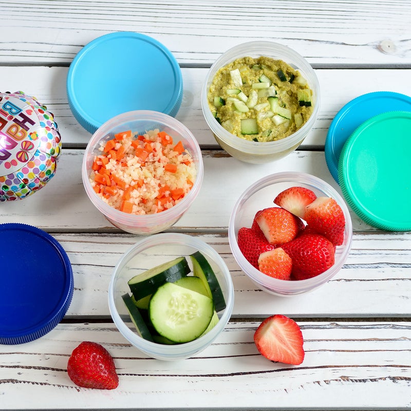Youngever 18 Pack 1 Cup Small Food Containers with Lids  8 Ounce Food Storage Containers  Condiment  and Sauce Containers with Lids Labels (Coastal) - Image 4