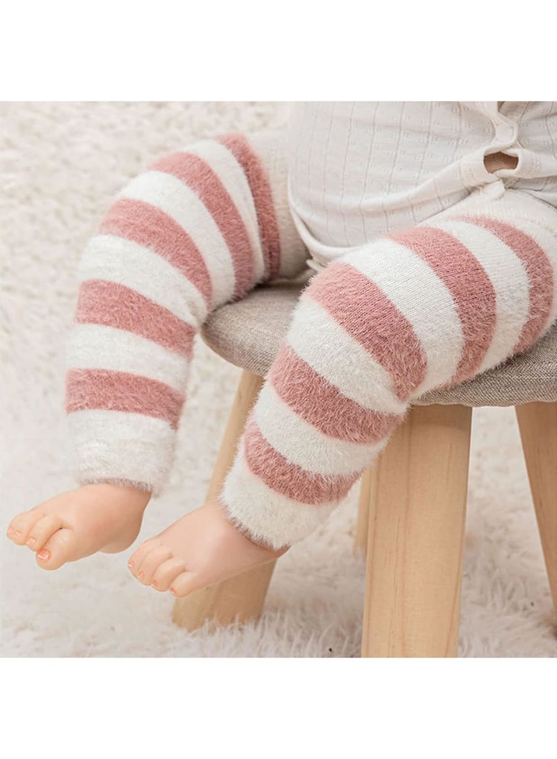 SOLARAE دافئات أرجل للأطفال، زوجين من دافئات الأرجل المخططة للجنسين، جوارب للركبة، واقي للركبة، أكمام للأرجل، ليجنغز للأولاد والبنات تناسب من 0-5 سنوات، مقاس واحد - Image 3