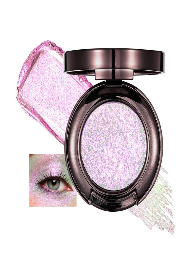U-Shinein Holographic Duochrome Glitter Eyeshadow Palette, Chameleon Chrome Single Eyeshadow, Silver to Pink Multichrome Shift Sparkle Iridescent Eye Brightener Makeup 01 Pink Frost - Image 1
