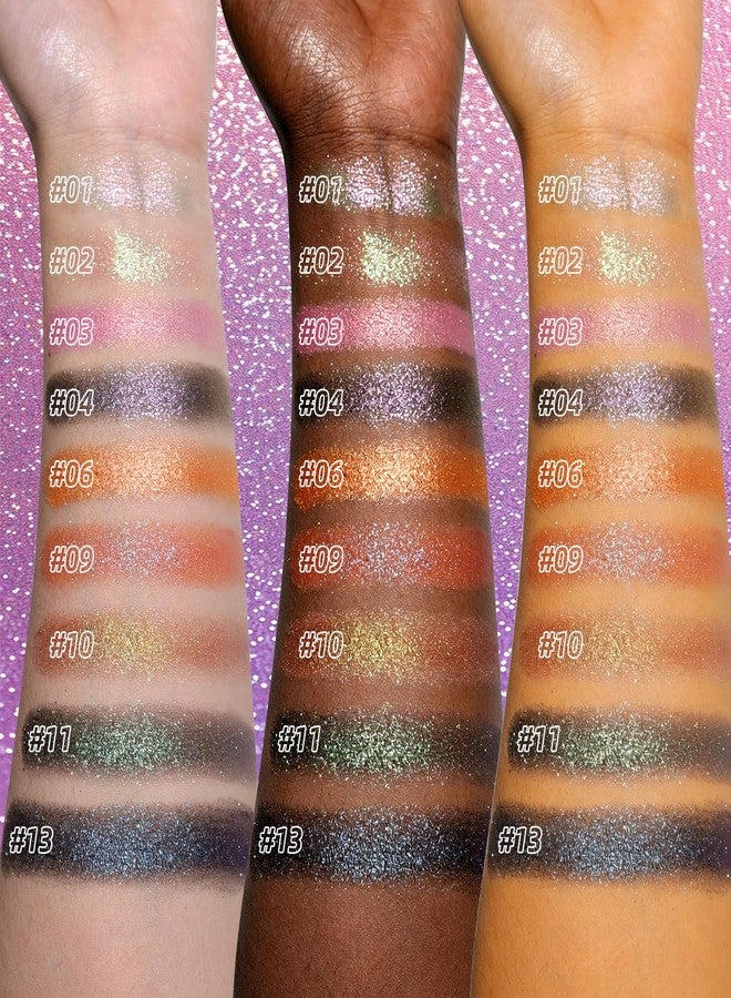 U-Shinein Holographic Duochrome Glitter Eyeshadow Palette, Chameleon Chrome Single Eyeshadow, Silver to Pink Multichrome Shift Sparkle Iridescent Eye Brightener Makeup 01 Pink Frost - Image 4