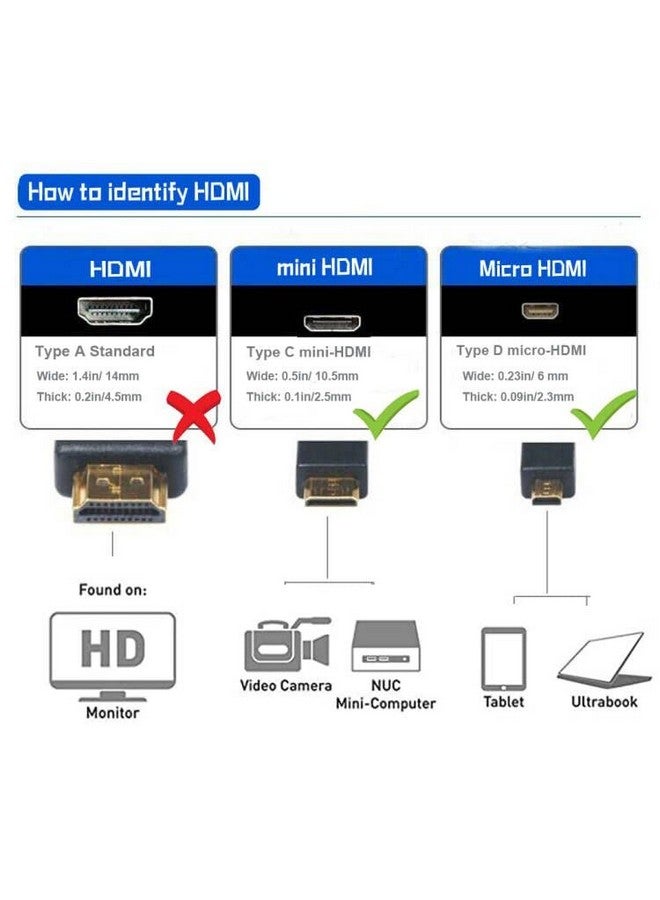 Seadream 2Pack 1Feet Micro Hdmi Type D Male To Mini Hdmi Type C Male Connector Adapter Cable Cord (1Feet 2Pack) - Image 5