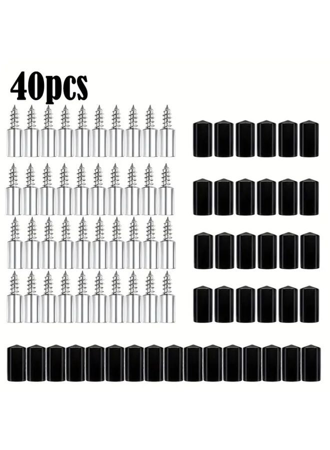 40 Pcs Black Shelf Screws With Non Slip Rubber Sleeves For Cabinets Glass Panels Wardrobes - Image 1