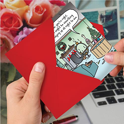 NobleWorks 12 Funny Christmas Greeting Cards Boxed Set with 5 x 7 Inch Envelopes (1 Designs, 12 Each) Santa Splash C7637XSG-B12x1 - Image 4