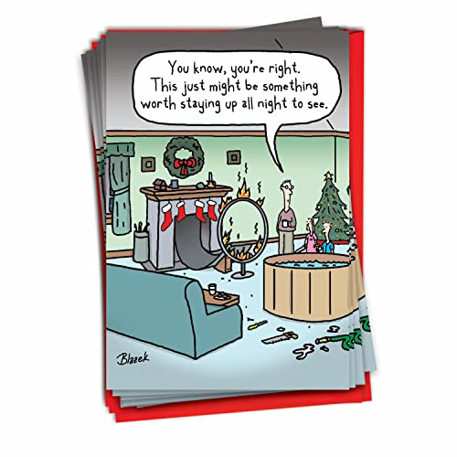 NobleWorks 12 Funny Christmas Greeting Cards Boxed Set with 5 x 7 Inch Envelopes (1 Designs, 12 Each) Santa Splash C7637XSG-B12x1 - Image 1