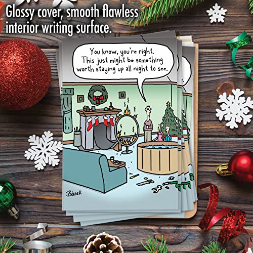 NobleWorks 12 Funny Christmas Greeting Cards Boxed Set with 5 x 7 Inch Envelopes (1 Designs, 12 Each) Santa Splash C7637XSG-B12x1 - Image 5