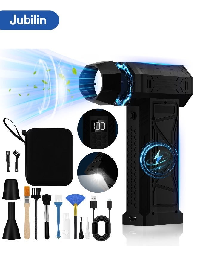 Jet Dry Mini Blower, 180000 RPM Portable Mini Jet Dry Blower, 4 Speeds Adjustable Electric Air Duster With with Flashlight (10000 mAh) for Computer Keyboard,Outdoors,Car,Home