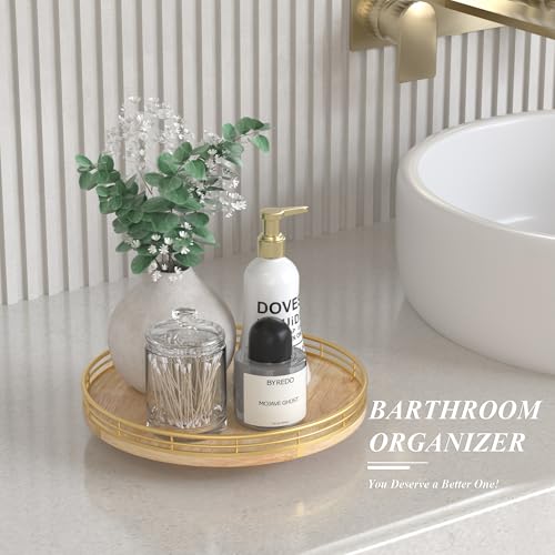 AMH Farmhouse Oak 10" Lazy Susan Turntable Organizer for Cabinet, Round Wooden Lazy Susan Organization and Storage for Dining Table, Pantry, Kitchen, Countertop, Cupboard,Home Decor - Image 5