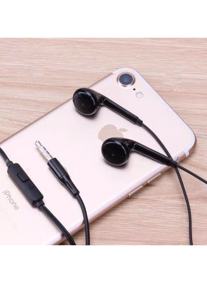 Direct Headphones High Sound Quality Flat Ear Headphones For Apple Oppo For Huawei Vivo Wire Control Headset-Color:Black [Classic Edition]]