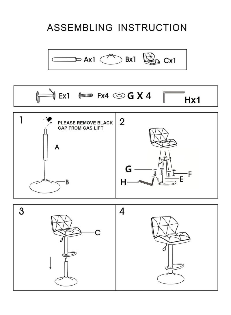 Bar Chair Bar Stool Adjustable Height 360 ° Rotating Chair PU Leather Home Fashion High Stool Coffee Shop Barber Chair （1PCS） - Image 4