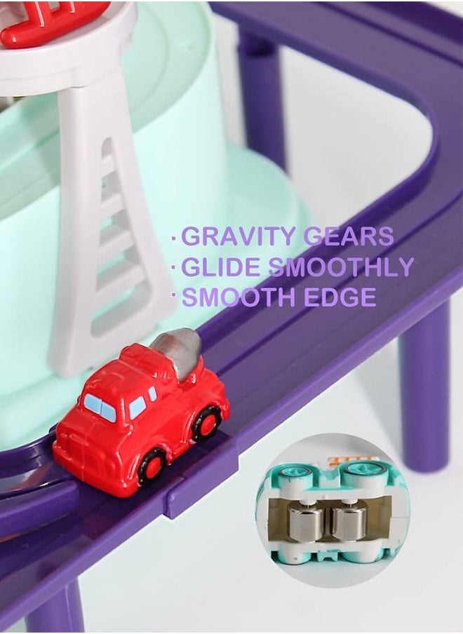 BAYBEE - BAYBEE Engineering Adventure Rescue Truck Toy Set for Kids, Mechanical linkage Rail Car Race Track Parking Interactive Preschool Toddlers Educational Toys for Boys and Girls 3 4 5 6 7 8 Years old - Image 1