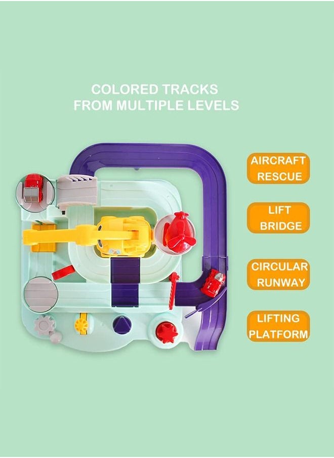 BAYBEE - BAYBEE Engineering Adventure Rescue Truck Toy Set for Kids, Mechanical linkage Rail Car Race Track Parking Interactive Preschool Toddlers Educational Toys for Boys and Girls 3 4 5 6 7 8 Years old - Image 1