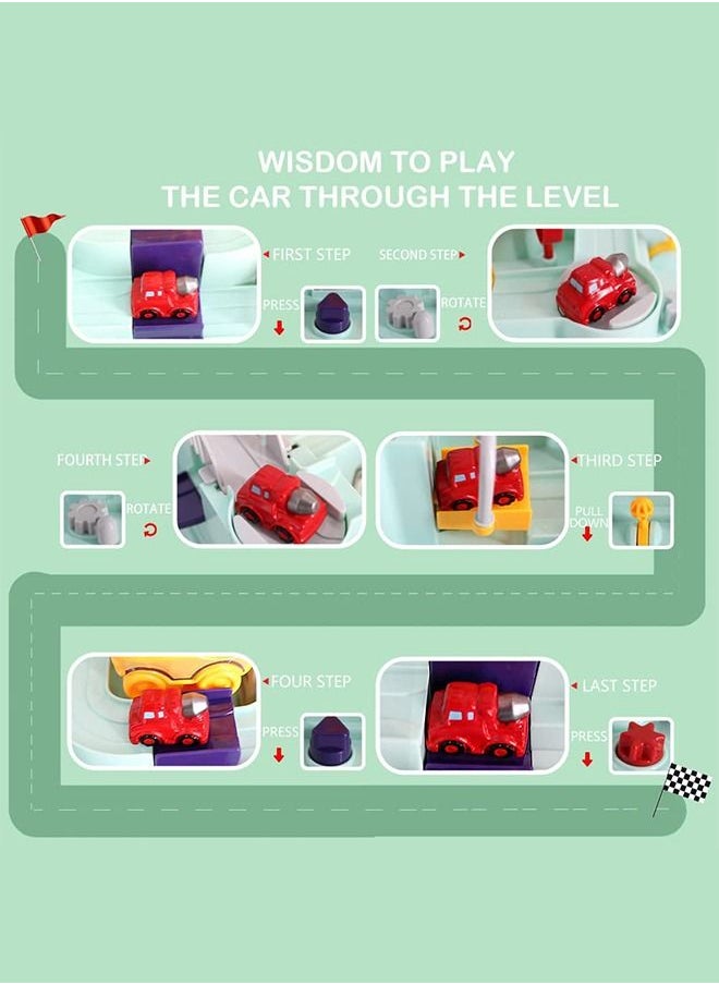 BAYBEE - BAYBEE Engineering Adventure Rescue Truck Toy Set for Kids, Mechanical linkage Rail Car Race Track Parking Interactive Preschool Toddlers Educational Toys for Boys and Girls 3 4 5 6 7 8 Years old - Image 1