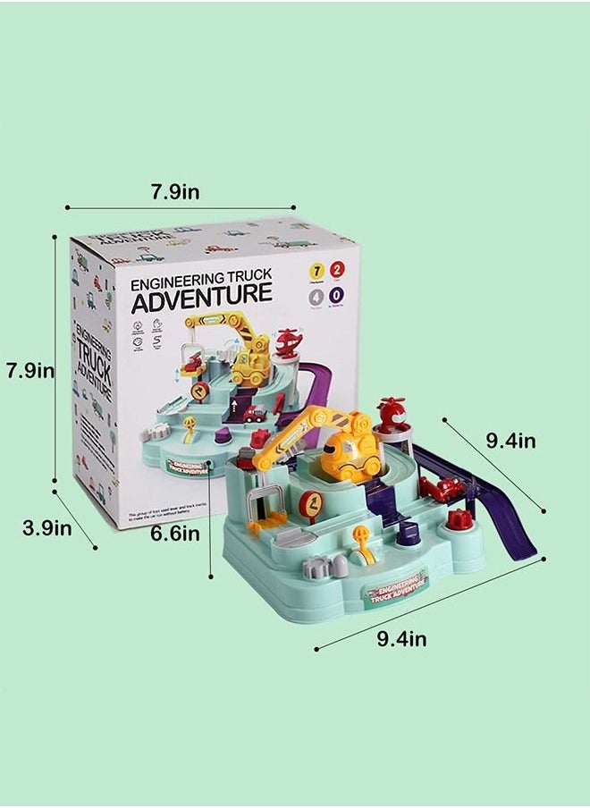 BAYBEE - BAYBEE Engineering Adventure Rescue Truck Toy Set for Kids, Mechanical linkage Rail Car Race Track Parking Interactive Preschool Toddlers Educational Toys for Boys and Girls 3 4 5 6 7 8 Years old - Image 1