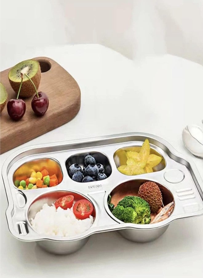 GNASTAS Stainless Steel Bus Plate for Kids Meal Plate Tray, Baby Feeding Set, BPA-Free Kids Dinner Plate, Unbreakable Stainless Steel Plates for Toddlers, Kids 1pc (Bus Food Plate) - Image 2
