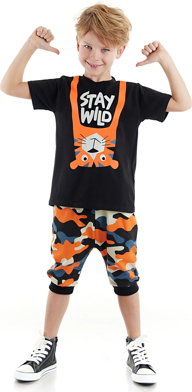 Denokids Stay Wild Boy T-Shirt Capri Shorts Set