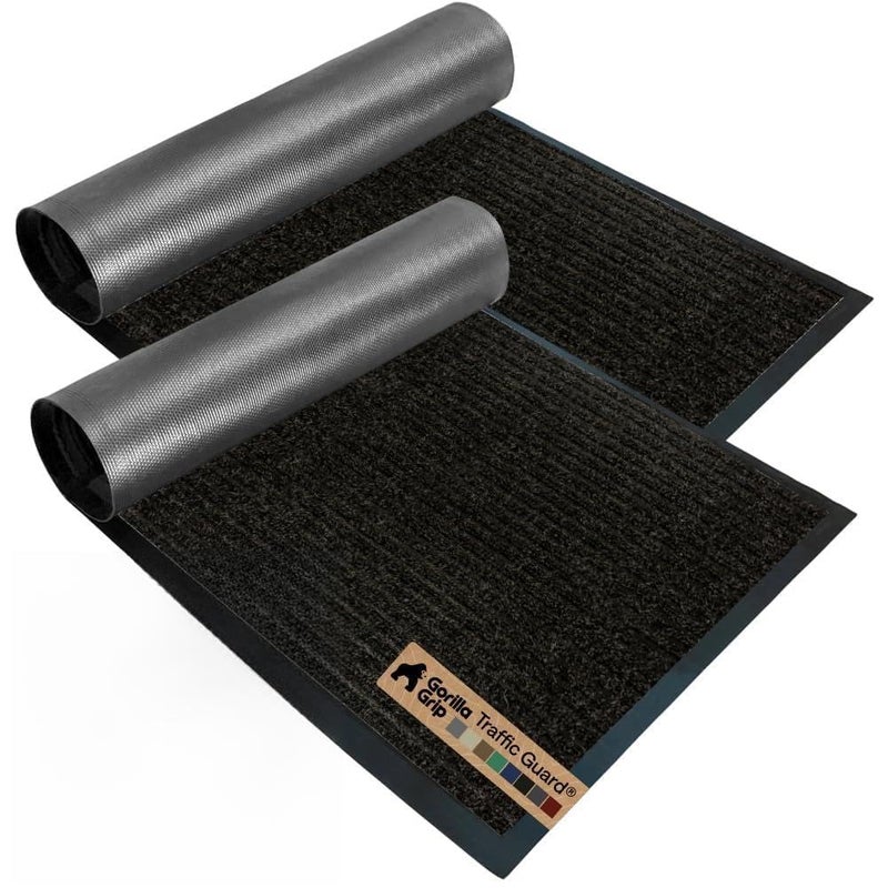 GORILLA GRIP Waterproof Traffic Guard Door Mat 2 Pack Heavy Duty Entryway Mats Strong Backing Commercial Utility Rugs for Office Hallway Garage Floor and Home Low Profile Carpet 35x23 Black - Image 2