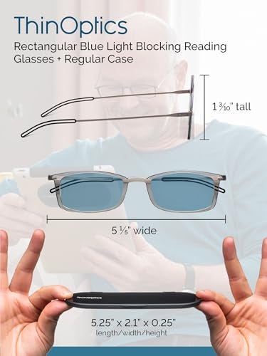 ThinOptics unisex adult Milano Aluminum Case + Frontpage Brooklyn Reading Glasses, Clear Frames Blue Light Filtering, 44 mm US - Image 5
