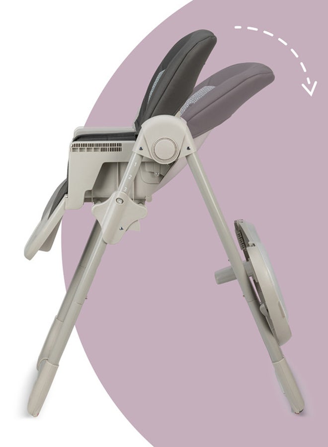 Momi Gojo Comfortable Safest Highchair For Babies Of Age 6 - 36 Months With 7-Position Height Adjustment & Safety Belts, Double Tray, 3-Stage Backrest Adjustment - Grey - Image 5