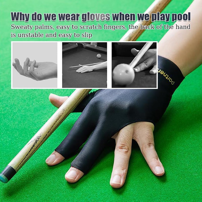 Comidox 3Pcs Man Woman Elastic Lycra Left Hand 3 Fingers Billiard Cue Glove for Shooters Carom Pool Snooker Cue Sport Red&Blue&Black - Image 2