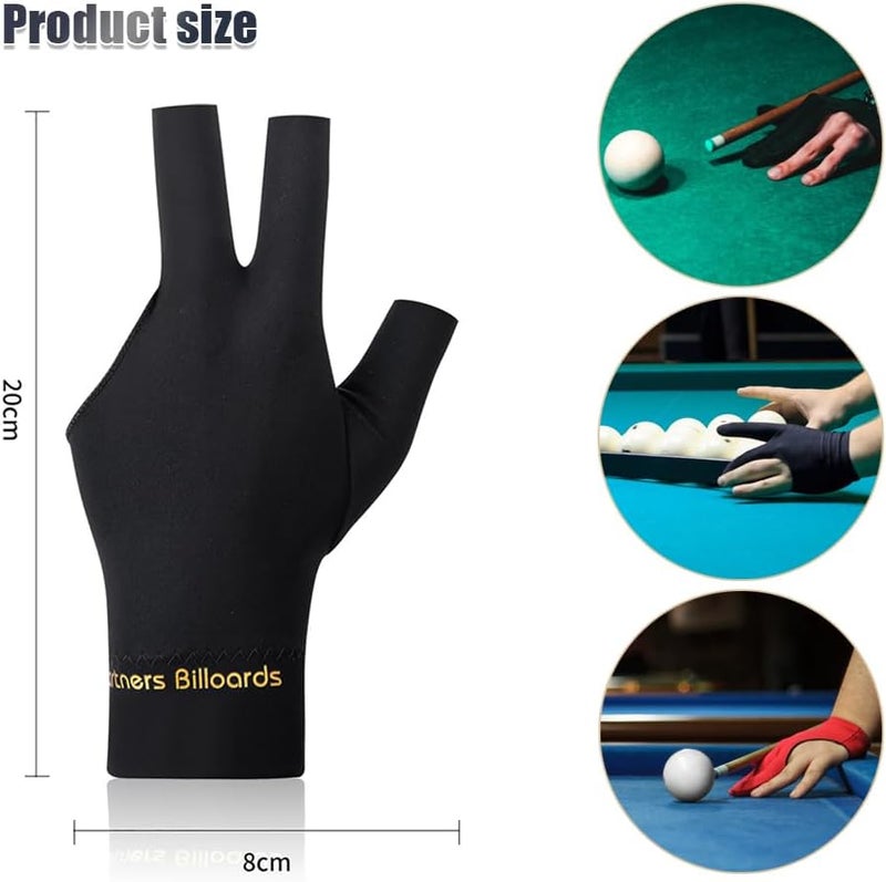 Comidox 3Pcs Man Woman Elastic Lycra Left Hand 3 Fingers Billiard Cue Glove for Shooters Carom Pool Snooker Cue Sport Red&Blue&Black - Image 4