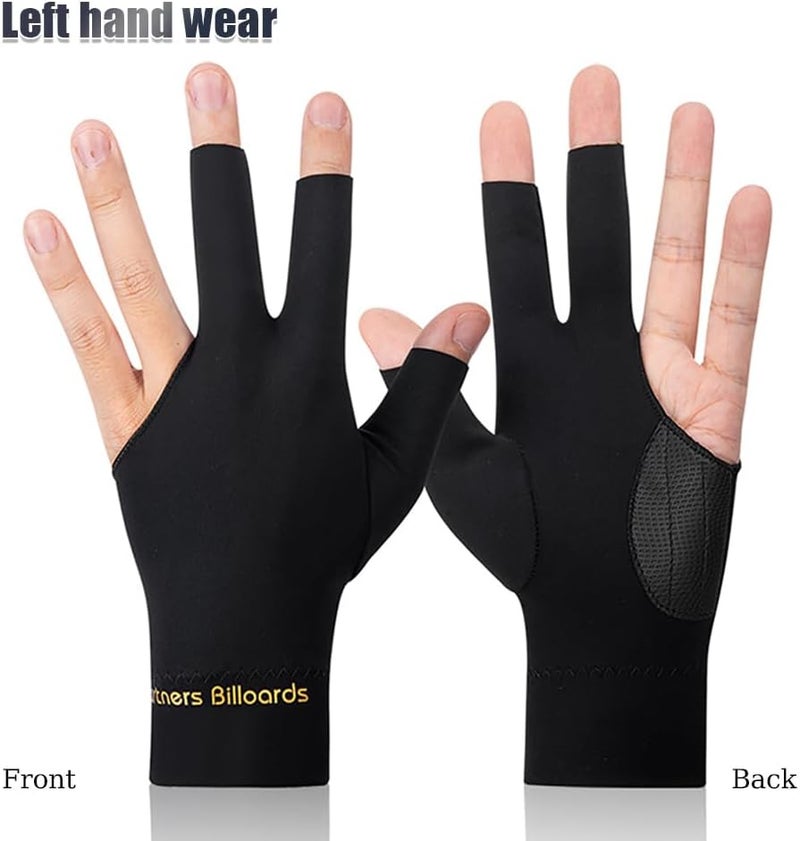 Comidox 3Pcs Man Woman Elastic Lycra Left Hand 3 Fingers Billiard Cue Glove for Shooters Carom Pool Snooker Cue Sport Red&Blue&Black - Image 5