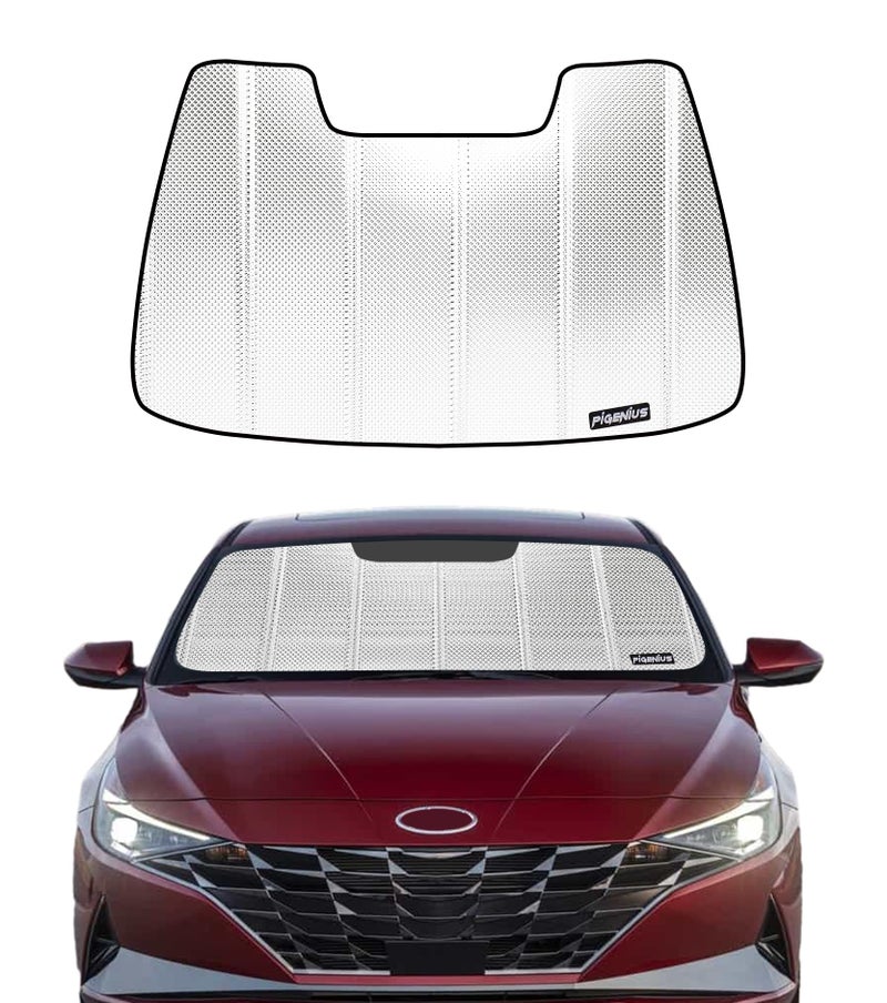 Pigenius Windshield Sun Shade for Hyundai Elantra 20212025 Reflective Aluminum Film Front Window Sunshade BLAZBLOCK