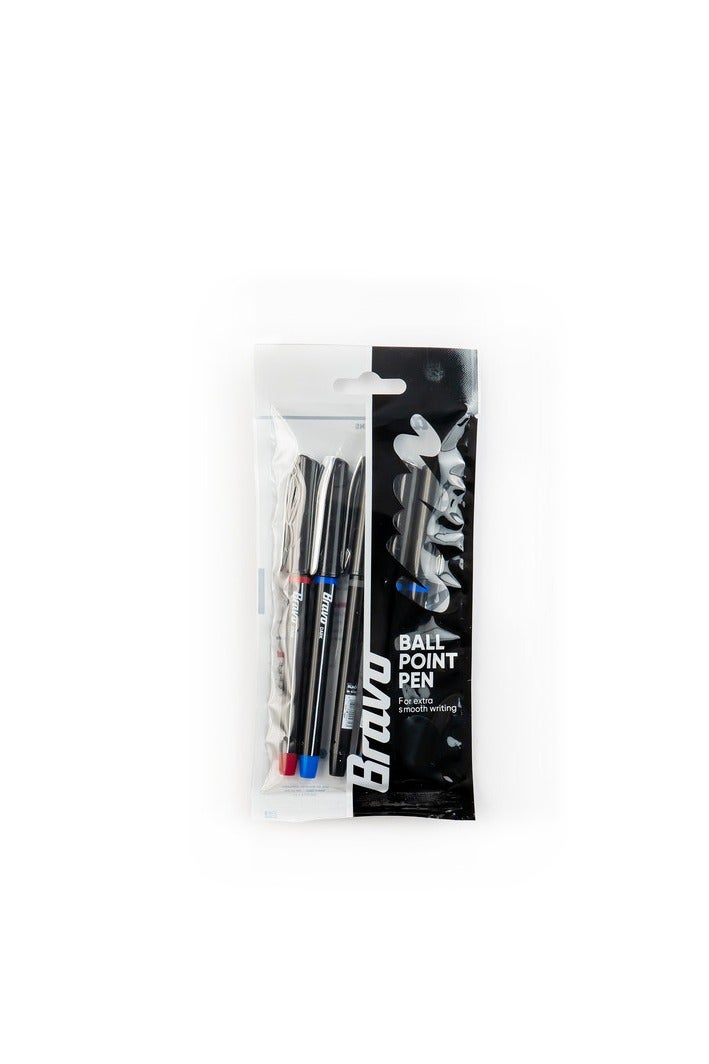 Bravo Poly Bag - Pack of 5 pens Blue, Red , Black - Image 1